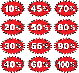 Discount label tamplates with different percentages