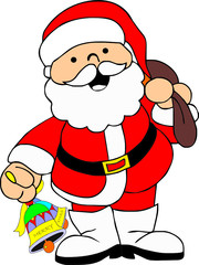illustration of one santa claus with bells