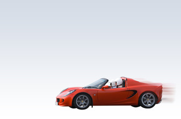 Bright red sports car isolated on gradient background