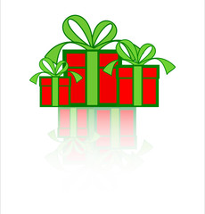 Gift boxes with Christmas colors.