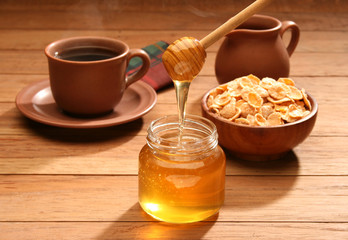 Healthy breakfast with honey