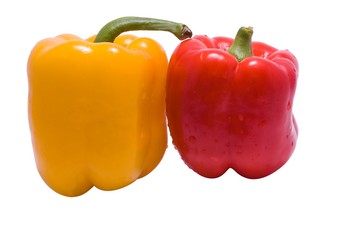 red and yellow paprika as isolated object