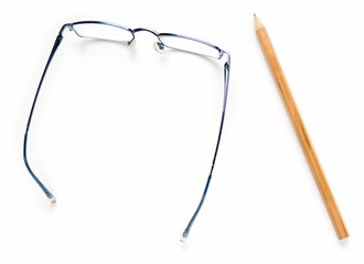 Glasses and pencil