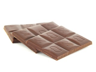 chocolate bars on white background
