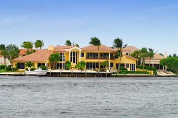 Expensive house with boat dock