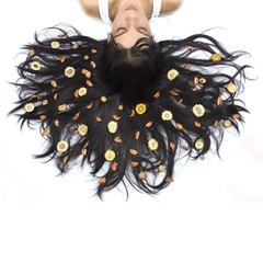 Beautiful flower girl isolated - hair floral arrangement 