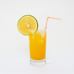 Fresh glass of orange juice isolated