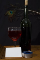 Romantic set invitation with wine bottle 