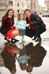 family on street