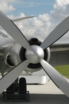 propeller and engine of a vintage airplane