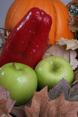 apples, pepper and pumpkin