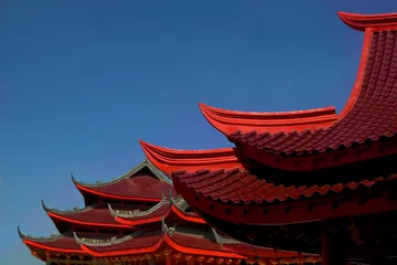 Fotobehang chinese temple roof © beltsazar