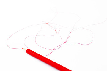 Red pencil drawing red line