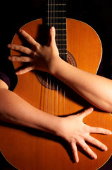 guitar with hands