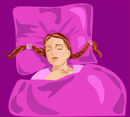 Sleeping girl with red braids
