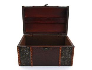 Empty wooden treasure chest