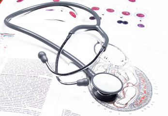 Stethoscope on a medical book