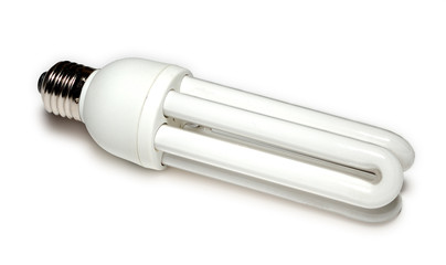 energy-saving lamp at white