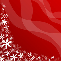 Flocons de neige sur fond rouge