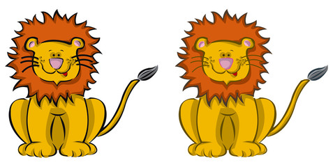 2 cartoon lions 