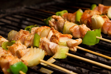 Chicken meat and vegetables barbecue