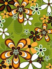 retro orange and green flower power 