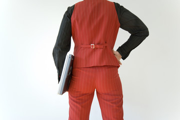 managerin von hinten mit Notebook
