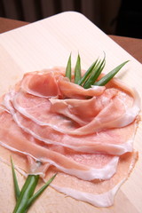 Fresh ham on a plate