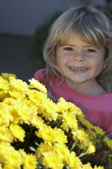 child with flowers
