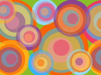 psychedelic pop rainbow circles - illustrated background