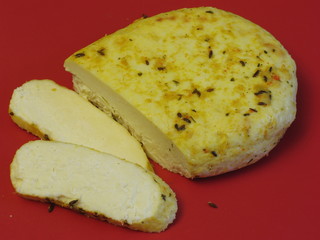 Lithuanian farm cheese with caraway seeds