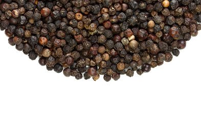 spices black peppercorns in semicircle background with banner sp