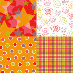 fun stars, plaid, dots, spirals quads 