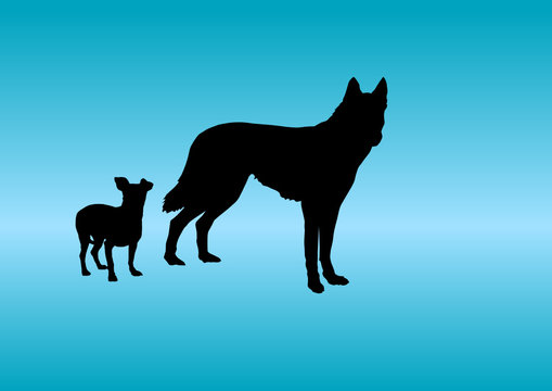 Animals Silhouette - Dog little and big