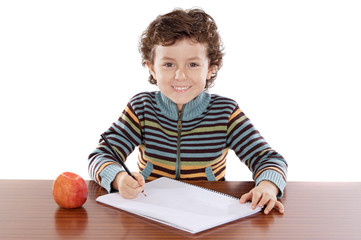 Naklejka premium adorable boy studying
