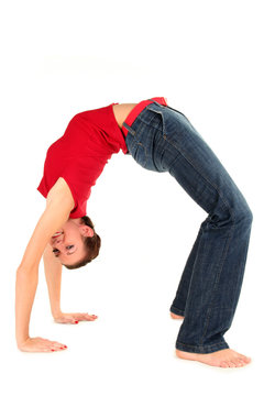 Woman bending over backwards