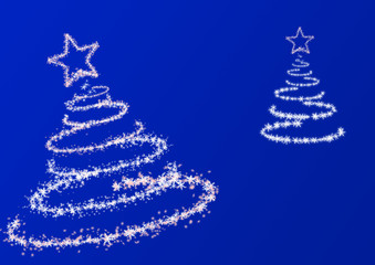 Christmas tree from snowflakes at  blue background