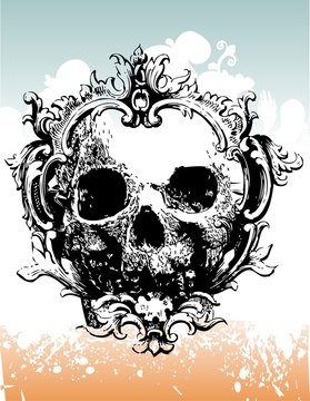 Decayed skull illustration