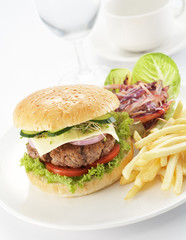 burger with french fries