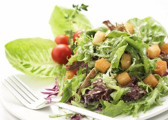 close-up on green salad