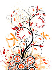 Abstract grunge flower background with circle, vector