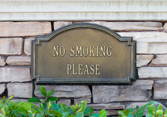 Bronze No Smoking Sign Close Up