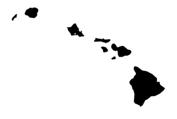 Isolated black and white map of Hawaii - obrazy, fototapety, plakaty