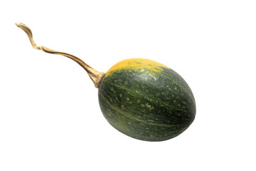 Yellow and green gourd isolated on white background