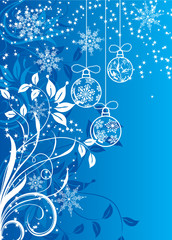 Fototapeta na wymiar Christmas background with baubles, vector illustration