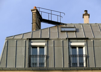 Fototapeta na wymiar Mały most na dachu cynku, Paris