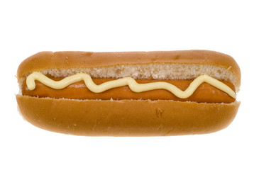 hot dog in a bun with sauce