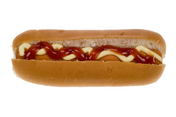 hot dog in a bun with sauce