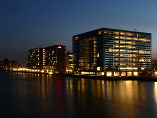 Buildings of  Copenhagen in the night