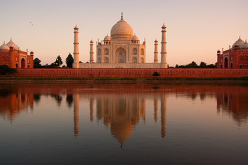 Taj Mahal reflected in river